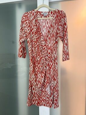 Tommy Bahama Red & White Printed Wrap Midi Dress